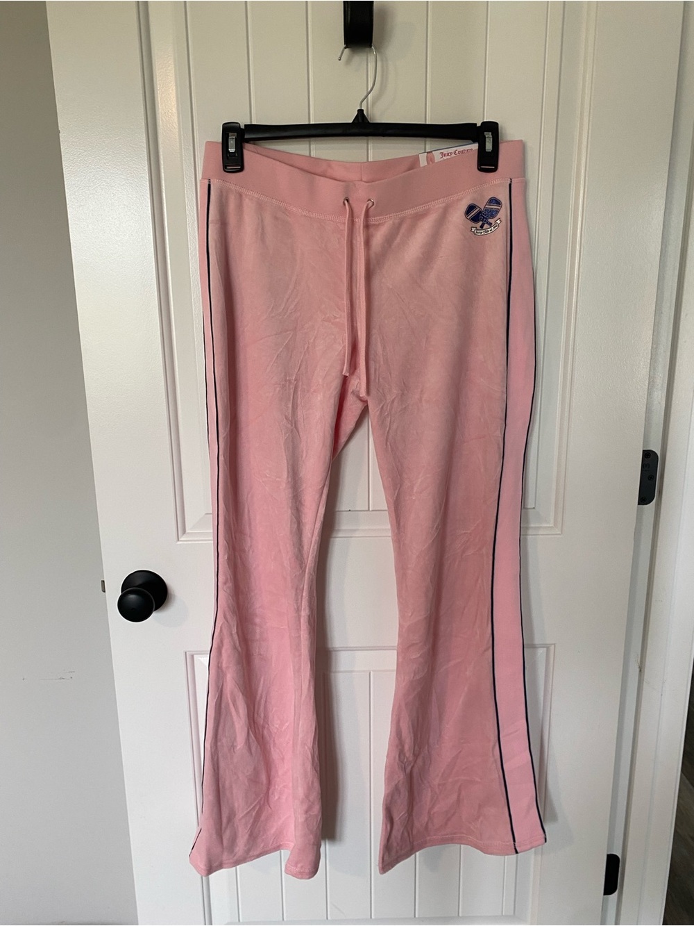 Juicy Couture Pink Track Pants with Navy Side Stripe